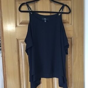 Black Women's Lined Cold Shoulder Top XXL